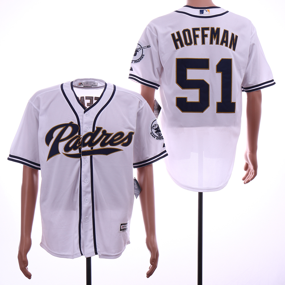 Men San Diego Padres 51 Hoffman White Game MLB Jerseys